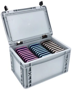 Compact A4 mobile oasis with lid - organization and security for up to 27 smartphones