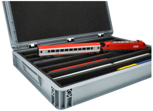 Feldherr Eurobox 60 x 40 cm Set para modelismo ferroviario - escala H0 - 7 compartimentos - inserto de espuma para almacenamiento vertical