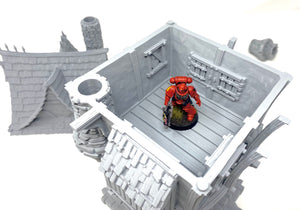 3D Printed Townhouse 01 for Tabletop Miniatures - Paintable and Highly Detailed - Perfect for D&D, Wargaming, and Dioramas - 28mm Scale - Approx. 18x16x35 cm - Multi-part