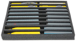 FS040A001 Incrustación de espuma N-ancho de vía - vertical - 9 ranuras para locomotoras, vagones y vehículos maquetas de trenesway