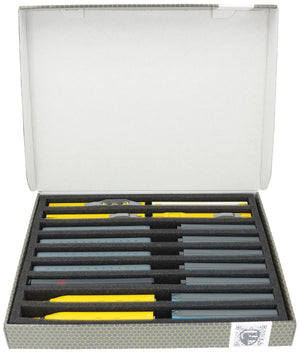 Caja de almacenamiento Feldherr FSLB040 para maquetas de locomotoras, vagones y vehículos ferroviarios - 9 ranuras para ancho N vertical