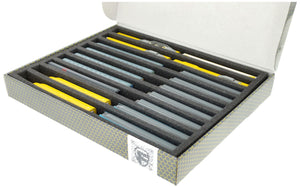 Caja de almacenamiento Feldherr FSLB040 para maquetas de locomotoras, vagones y vehículos ferroviarios - 9 ranuras para ancho N vertical