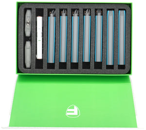 Feldherr Magnetic Box verde para locomotoras, vagones y vehículos maquetas de trenesway - 9 ranuras para ancho N - vertical