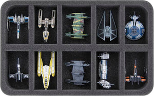 Feldherr Half-Size Case 90 para la Guerra de las Galaxias: X-Wing Segunda Edición - Juego de Núcleo + 10 pequeñas naves