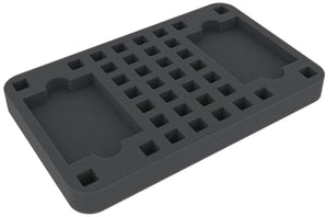 HSLP025BO 25 mm Half-Size foam tray with 36 square compartments plus 2 card-slots