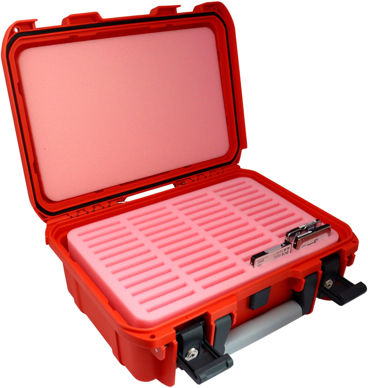 Protective case / transport case waterproof for 2.5'' SSD / HDD hard drives - 48 compartments